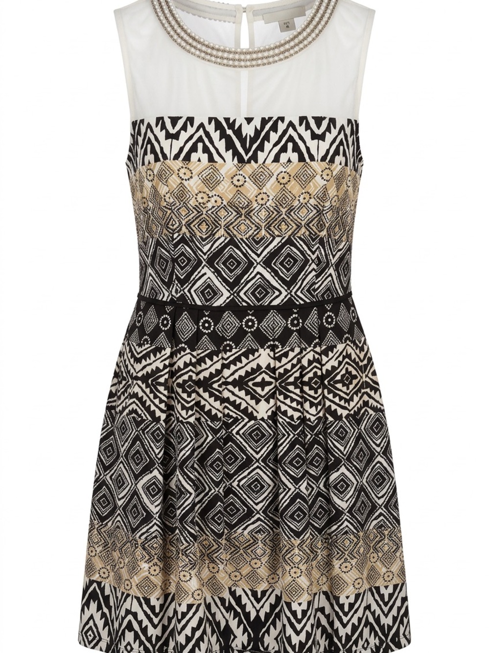 Roz & Ali Black, White & Gold Sleeveless Fit-and-Flare Dress